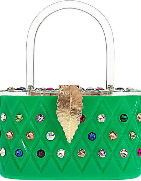 Womens Emerald Rainbow  Top Handle Clutch Bag