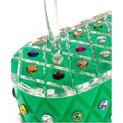 Load image into Gallery viewer, Womens Emerald Rainbow  Top Handle Clutch Bag
