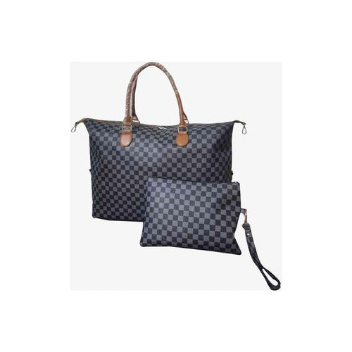 Load image into Gallery viewer, Designer Checkered Two-Piece Bag Set: Elegance Redefined
