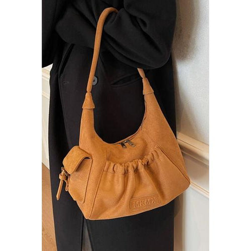 Load image into Gallery viewer, Stunning Ruched Suede Handbag with Zipper
