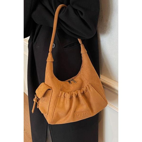 Stunning Ruched Suede Handbag with Zipper