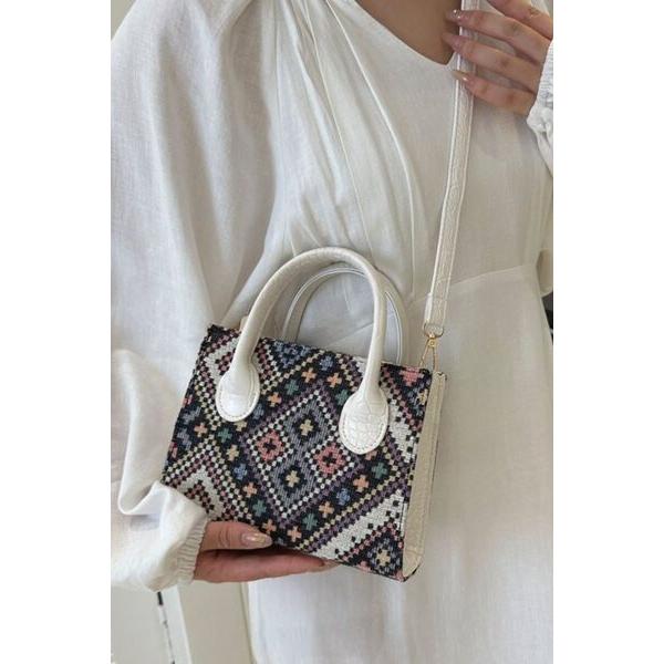 Geometric PU Leather Strap Handbag - A Statement of Sophistication