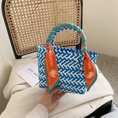 Load image into Gallery viewer, Contrast Woven Handbag with Ribbon
