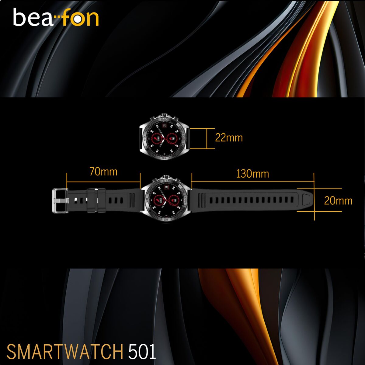 Smartwatch beafon WATCH 501 1,43" Steel Matte back-2