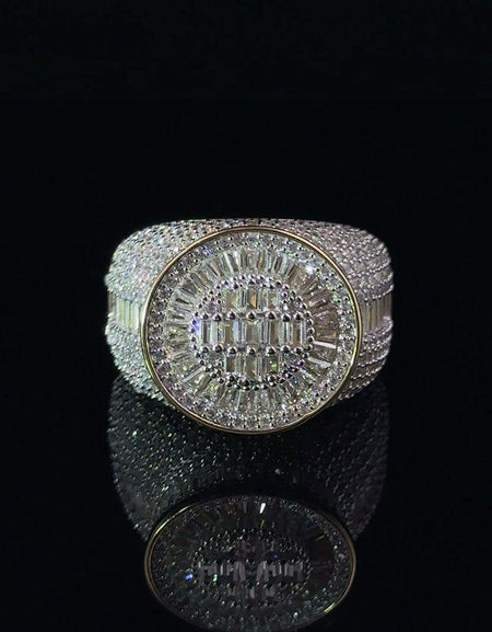 ECLAT 925 CZ Yellow Gold Mens Iced Out Ring