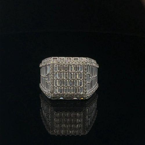 ECLAT 925 CZ Rhodium Mens Iced Out Ring