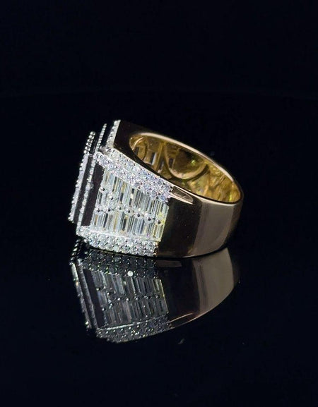 ECLAT 925 CZ Yellow Gold Men's Iced Out Ring