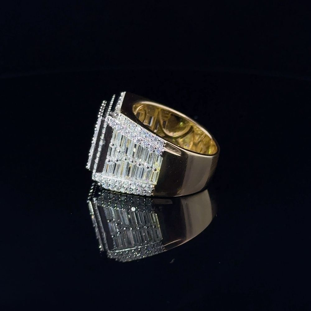 ECLAT 925 CZ YELLOW GOLD MENS ICED OUT RING | 9222482