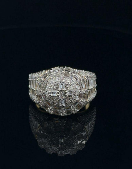 DAZZLE 925 CZ Yellow Gold Mens Iced Out Ring