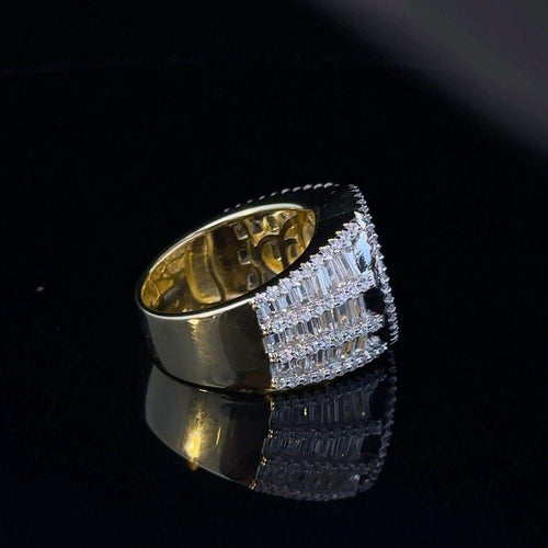 Load image into Gallery viewer, TWINKLE 925 CZ YELLOW GOLD MENS ICED OUT RING | 9222542
