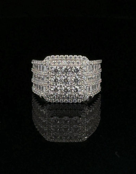 GLEAM 925 CZ Mens Iced Out Ring