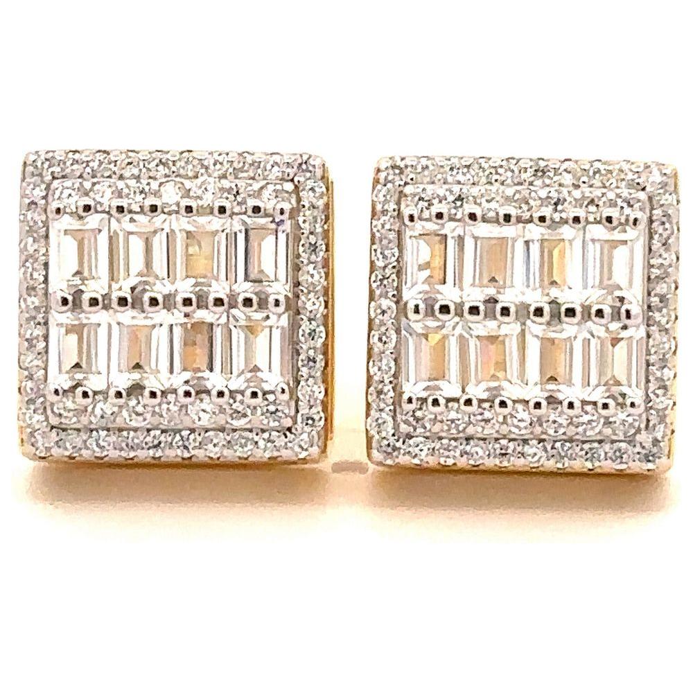 CADENZA 925 CZ GOLD ICED OUT EARRINGS | 9222932