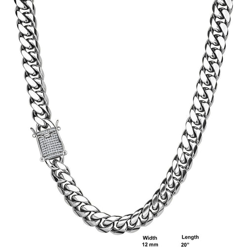 Load image into Gallery viewer, stainless-steel-chain-with-CZ -stone- silver  20&#39;&#39;
