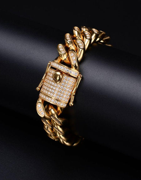 RUGBY 18MM Steel Full CZ Cuban Bracelet