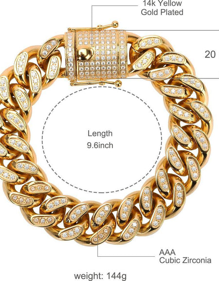 RUGBY 18MM Steel Full CZ Cuban Bracelet