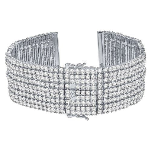 Load image into Gallery viewer, Nine(9) Row 1.5mm Cubic Zirconia 24mm CZ Watch Band-960503
