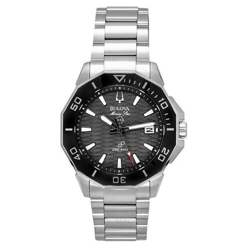 Load image into Gallery viewer, Bulova Marine Star Men&#39;s Watch - Stainless Steel, Black Dial, Precisionist Quartz Diver&#39;s 96B434
