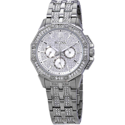 Load image into Gallery viewer, Bulova Octava Crystal Accents Silver Multifunction Dial Quartz Men&#39;s Watch
