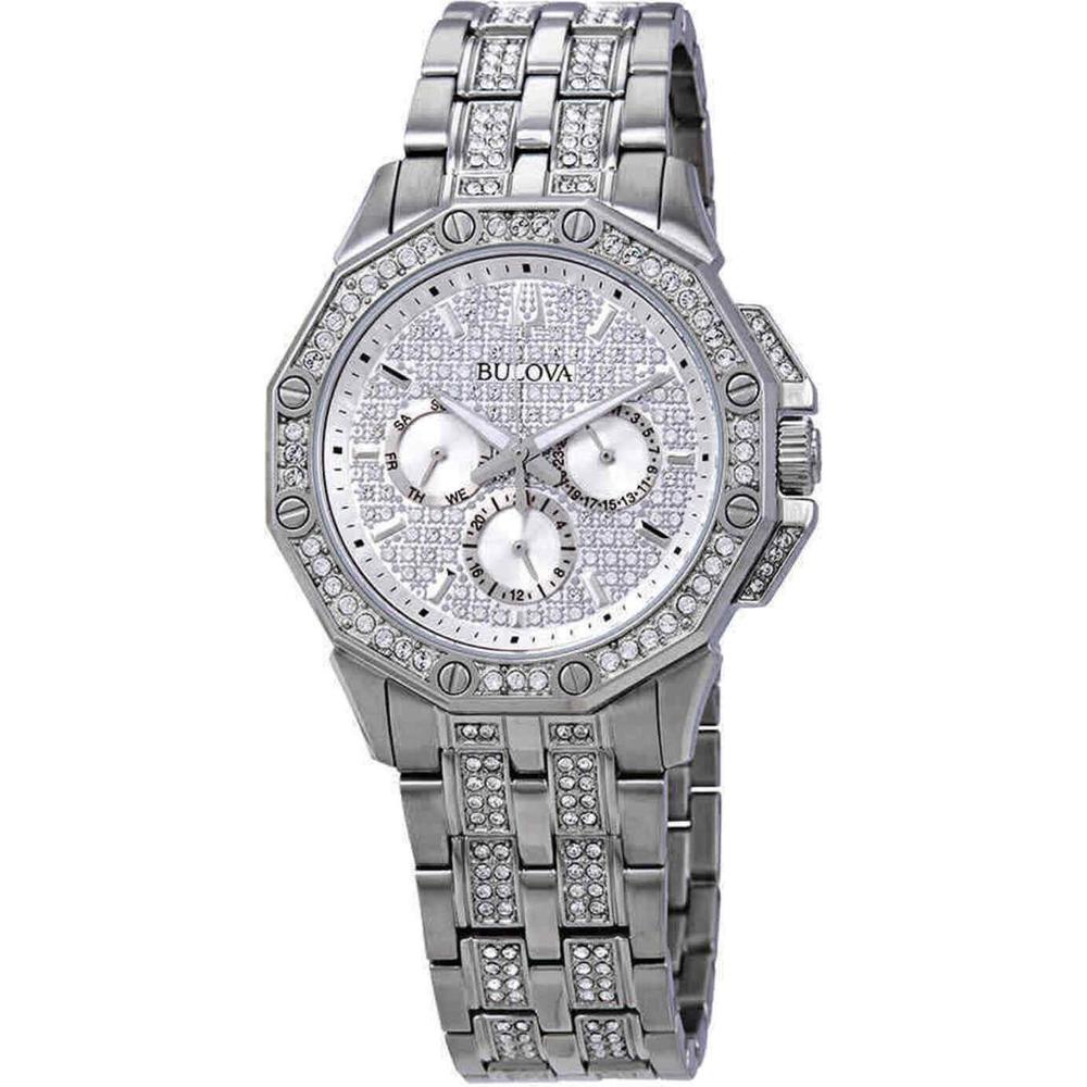 Bulova Octava Crystal Accents Silver Multifunction Dial Quartz Men's Watch