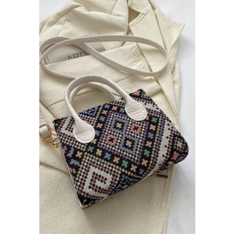 Geometric PU Leather Strap Handbag - A Statement of Sophistication