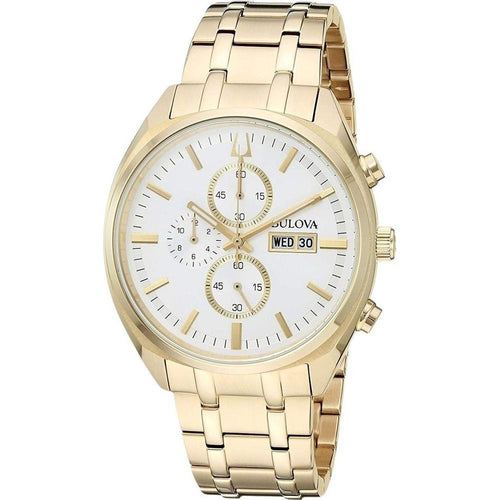 Load image into Gallery viewer, Bulova Surveyor Chronograph Men&#39;s Watch - Luxury Gold Tone &amp; Silver Dial
