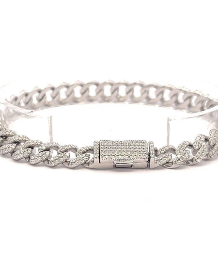 QUINOXITE 8MM Sterling Silver Cuban Bracelet – Moissanite Elegance