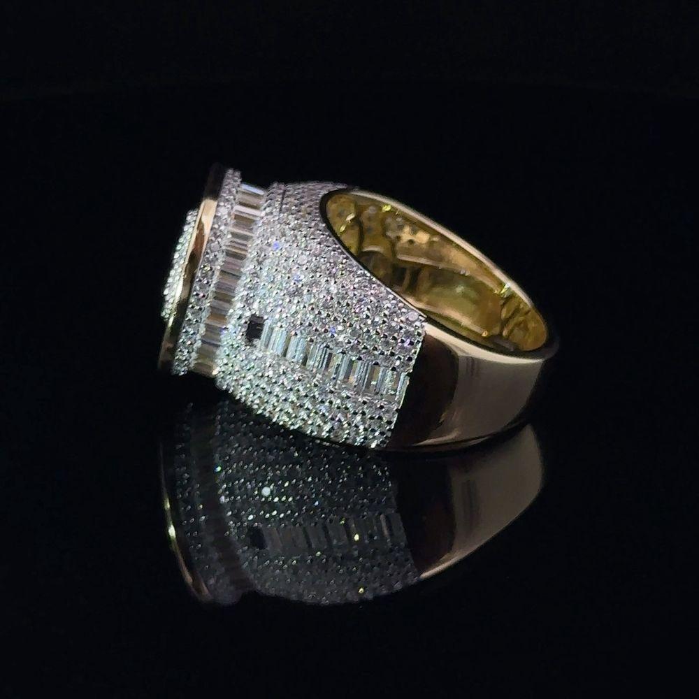 ECLAT 925 CZ YELLOW GOLD MENS ICED OUT RING | 9222422