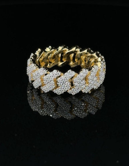 SERENZO 925 Moissanite Men's Yellow Gold Iced Out Ring