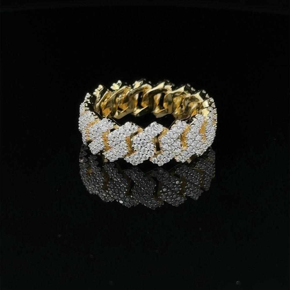 SERENZO 925 MOISSANITE MENS YELLOW GOLD ICED OUT RING | 995552