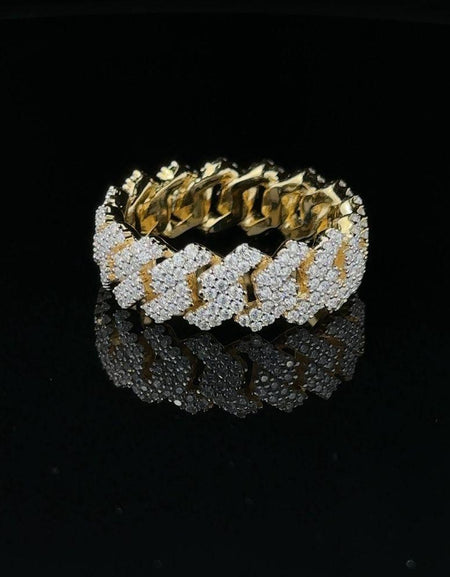 SERENZO 925 Moissanite Men's Yellow Gold Iced Out Ring