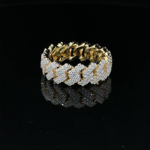 Load image into Gallery viewer, SERENZO 925 MOISSANITE MENS YELLOW GOLD ICED OUT RING | 995552
