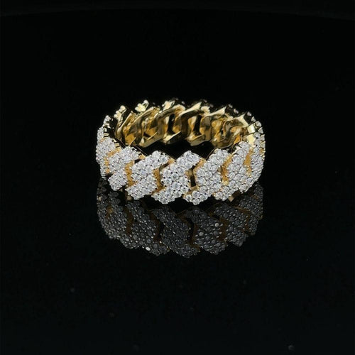 Load image into Gallery viewer, SERENZO 925 MOISSANITE MENS YELLOW GOLD ICED OUT RING | 995552
