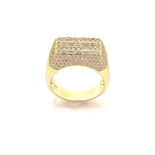 SERENZO 925 MOISSANITE MENS YELLOW GOLD ICED OUT RING | 995552