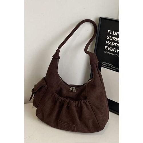 Load image into Gallery viewer, Stunning Ruched Suede Handbag with Zipper
