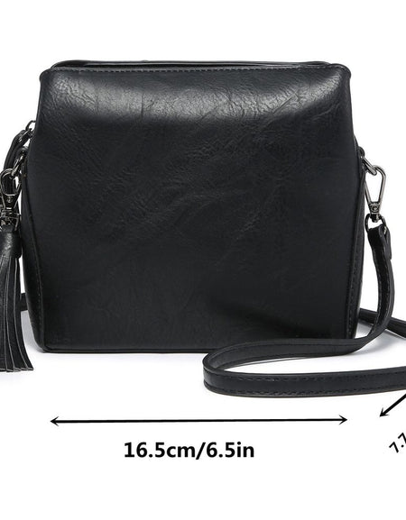 MT2658 BK Luxurious Vegan Leather Triple Compartment Crossbody Bag