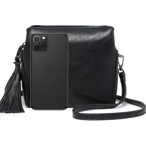 Load image into Gallery viewer, MT2658 BK Luxurious Vegan Leather Triple Compartment Crossbody Bag
