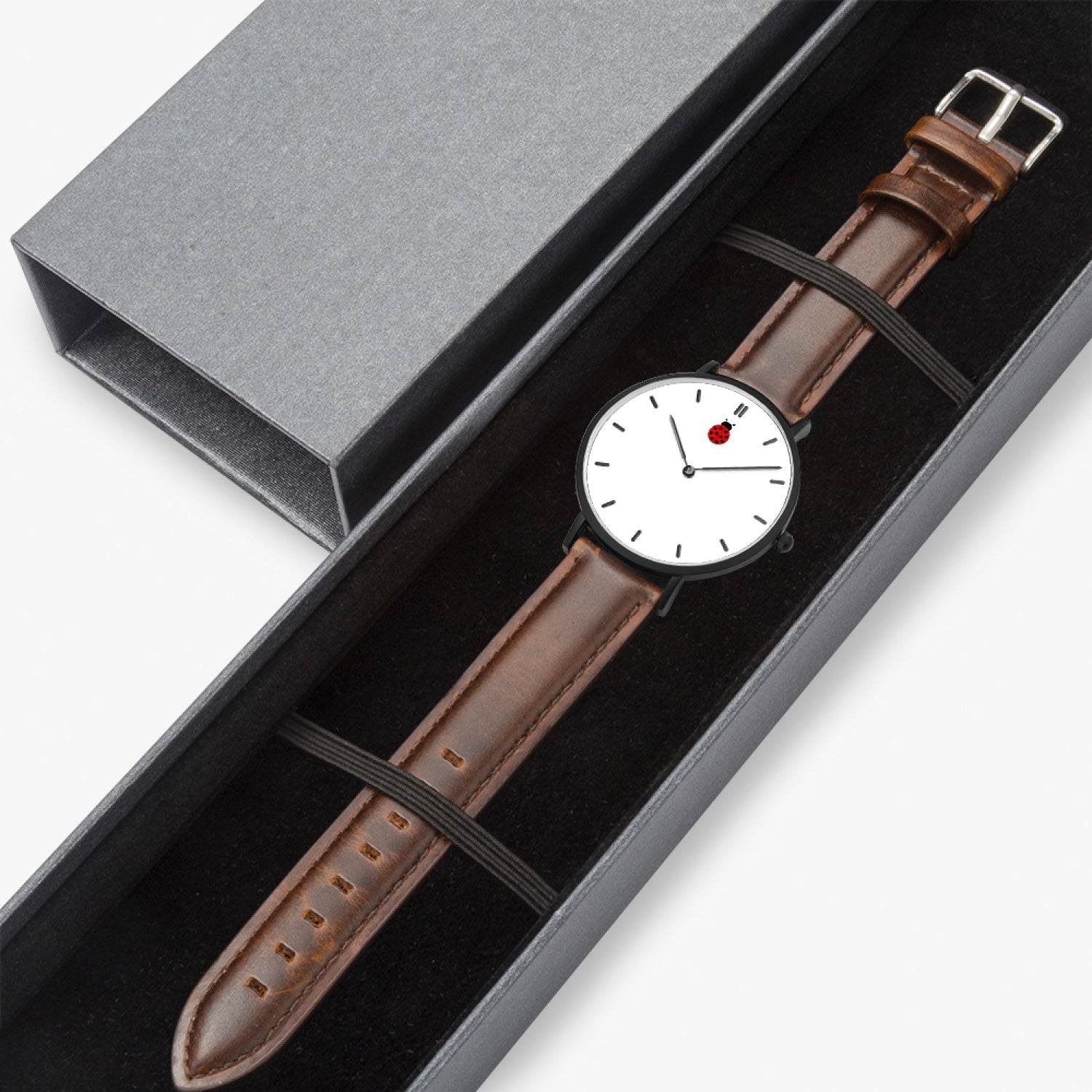 Jacki Easlick Ladybug Ultra-Thin Leather Strap Quartz Watch