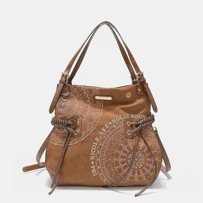 Nicole Lee USA Side Braided Tassel Inlaid Rhinestone Embroidery Hobo