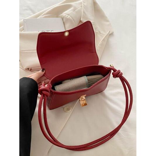 Luxurious Knotted Strap PU Leather Handbag