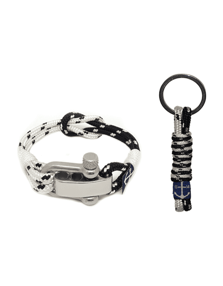 Adjustable Shackle Black & White Bracelet & Keychain-0