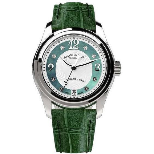 Load image into Gallery viewer, Armand Nicolet Tramelan M03 Diamond Accents Green And White Dial Automatic Women&#39;s Watch
