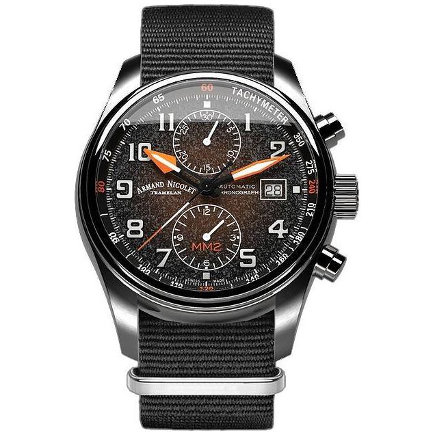 Armand Nicolet Tramelan MM2 Chronograph Black And Orange Dial Automatic Men's Watch