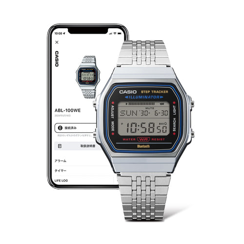 Load image into Gallery viewer, CASIO VINTAGE Mod. SILVER -BLUETOOTH® SMARTPHONE LINK w. built-in accelerometer senses body movements + steps counter-2
