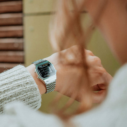 Load image into Gallery viewer, CASIO VINTAGE Mod. BLUETOOTH® SMARTPHONE LINK - SILVER - built-in accelerometer senses body movements + steps counter-5
