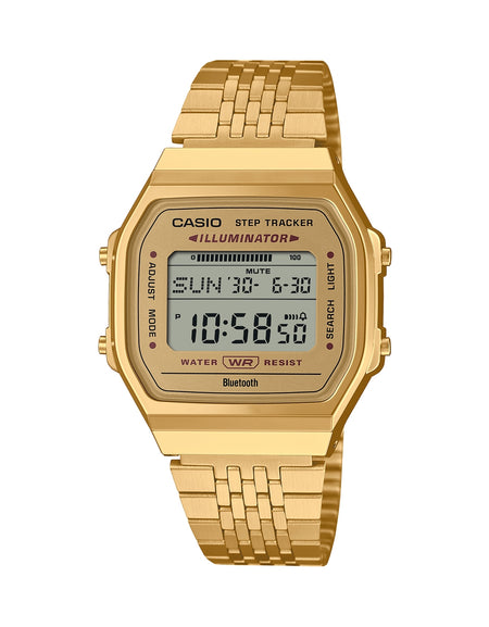 CASIO VINTAGE Mod. BLUETOOTH® SMARTPHONE LINK - GOLD - built-in accelerometer senses body movements + steps counter-0