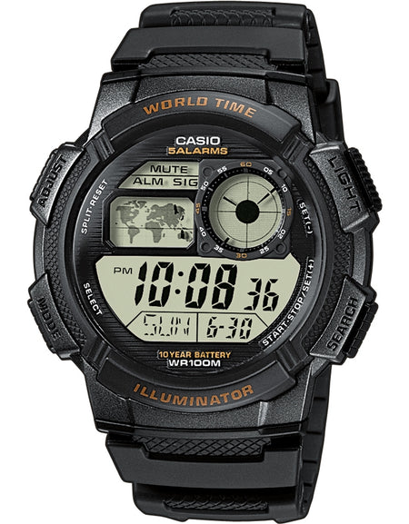 CASIO SPORT Mod. DIVER - WORLD TIME ILLUMINATOR 5 ALARMS. 10 YEARS BATTERY - BLACK-0