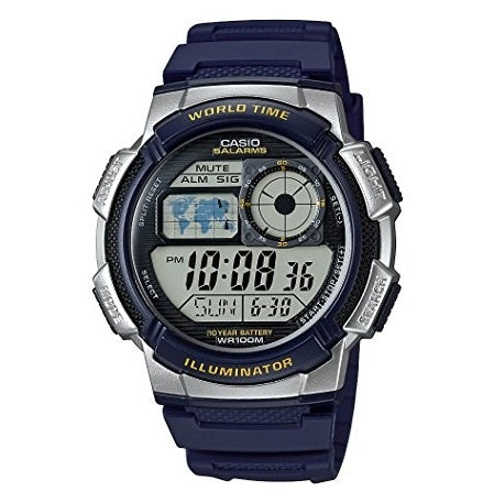 CASIO SPORT Mod. DIVER - WORLD TIME ILLUMINATOR 5 ALARMS. 10 YEARS BATTERY - SILVER-0