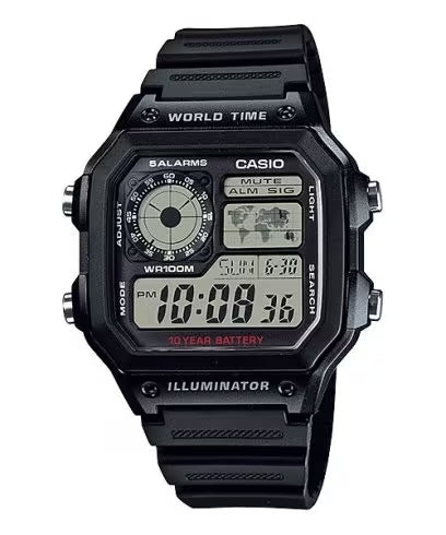 CASIO SPORT Mod. WORLD TIME ILLUMINATOR 5 ALARMS - FUTURE CLASSIC COLLECTION - BLACK-0