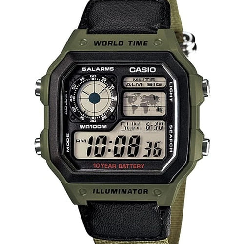 Load image into Gallery viewer, CASIO SPORT Mod. DIVER - WORLD TIME ILLUMINATOR 5 ALARMS - FUTURE CLASSIC COLLECTION - KAKHI GREEN-0
