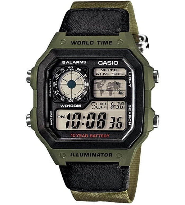 CASIO SPORT Mod. DIVER - WORLD TIME ILLUMINATOR 5 ALARMS - FUTURE CLASSIC COLLECTION - KAKHI GREEN-0